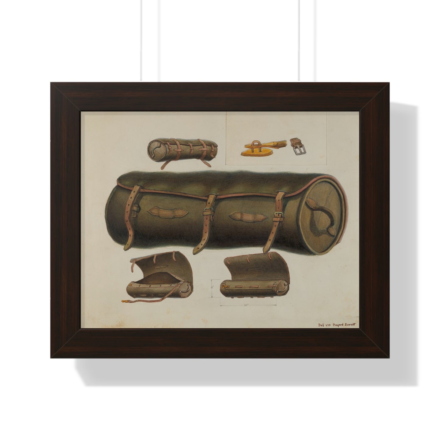 B. Berndt / Rolled Leather Knapsack / 1937 - Framed Museum Quality Print