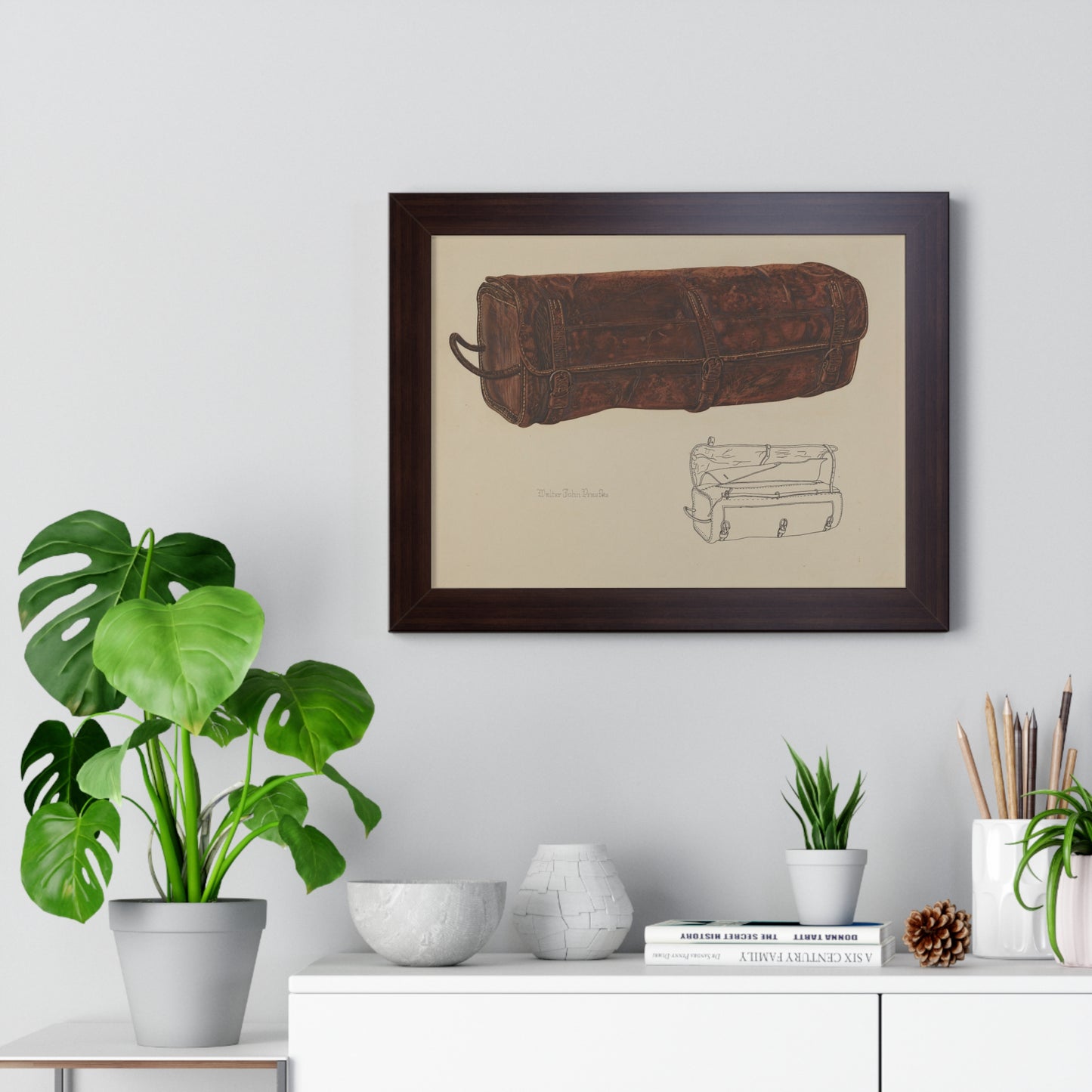 Walter Praefke / Leather Mail Bag / 1938 - Framed Museum Quality Print