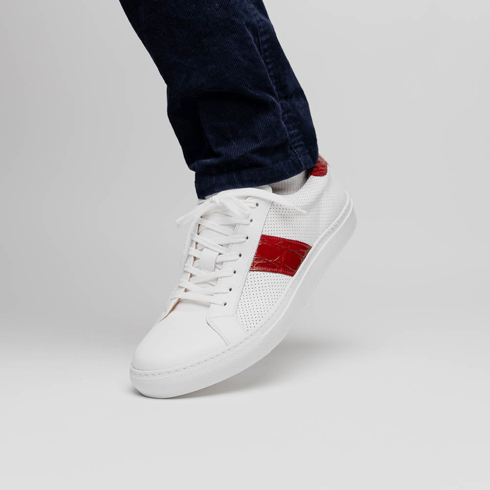 Olympias 61-101-RED Italian Calfskin Crocodile Stripe Shoes