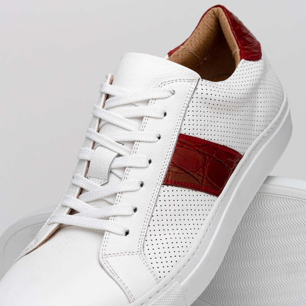 Olympias 61-101-RED Italian Calfskin Crocodile Stripe Shoes