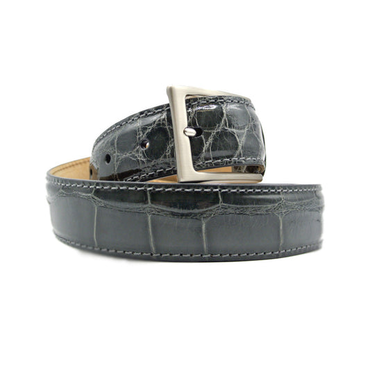 Genuine Grey Alligator Belt With Italian Hardware Lining