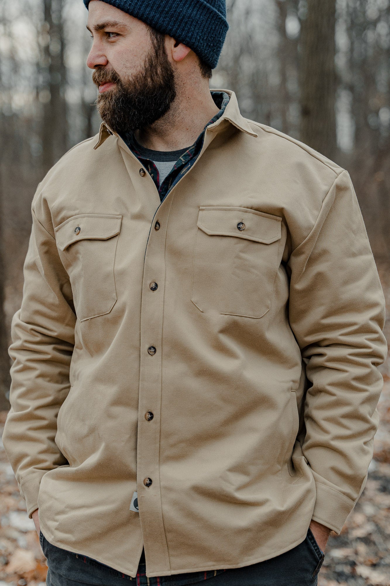 Lined Yukon Flannel Shirt Jacket Tan Heavyweight Cotton