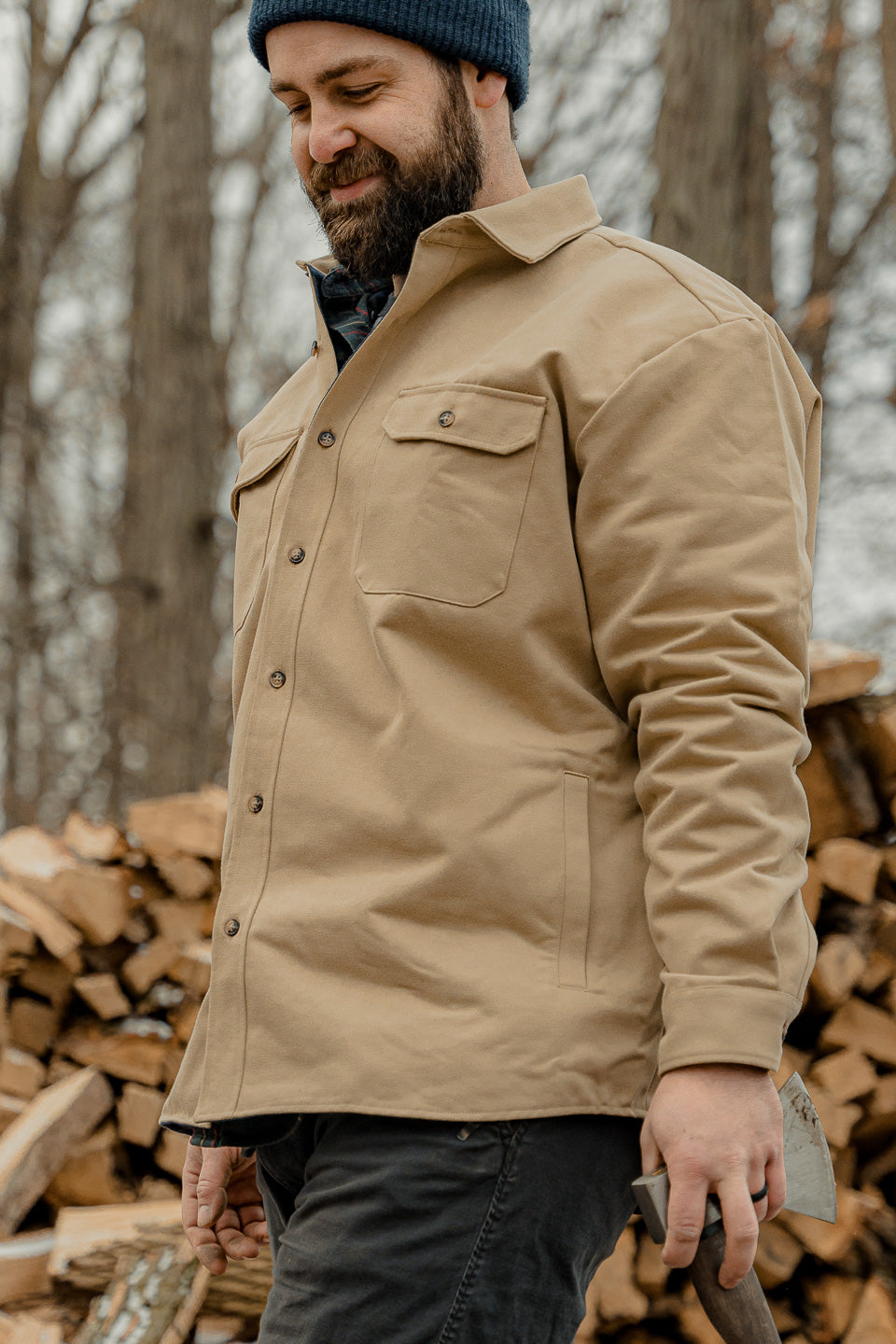 Lined Yukon Flannel Shirt Jacket Tan Heavyweight Cotton