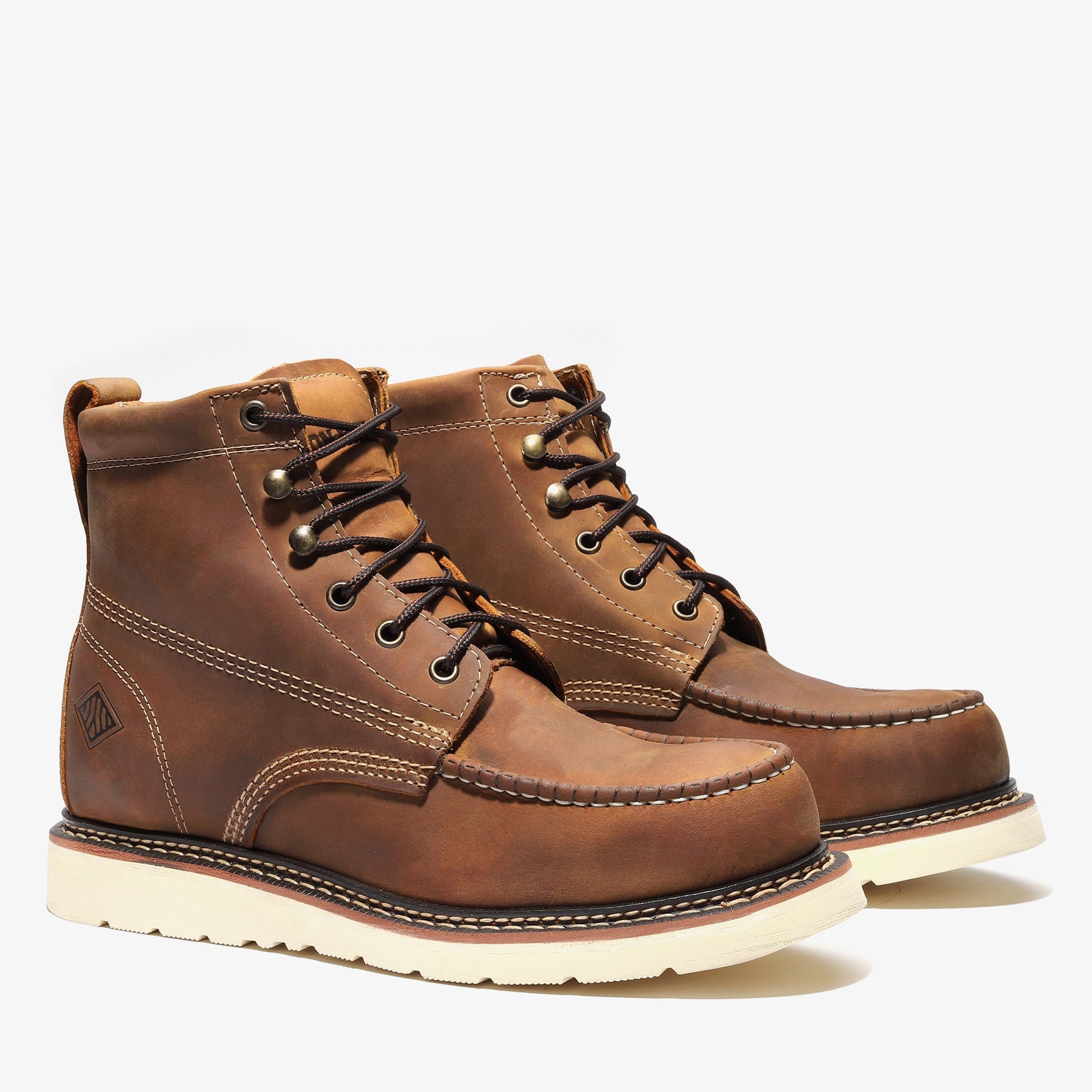 FRONTIER CLASSIC 6" MOC TOE (STEEL TOE) CRAZY BROWN by Bonanza Boots