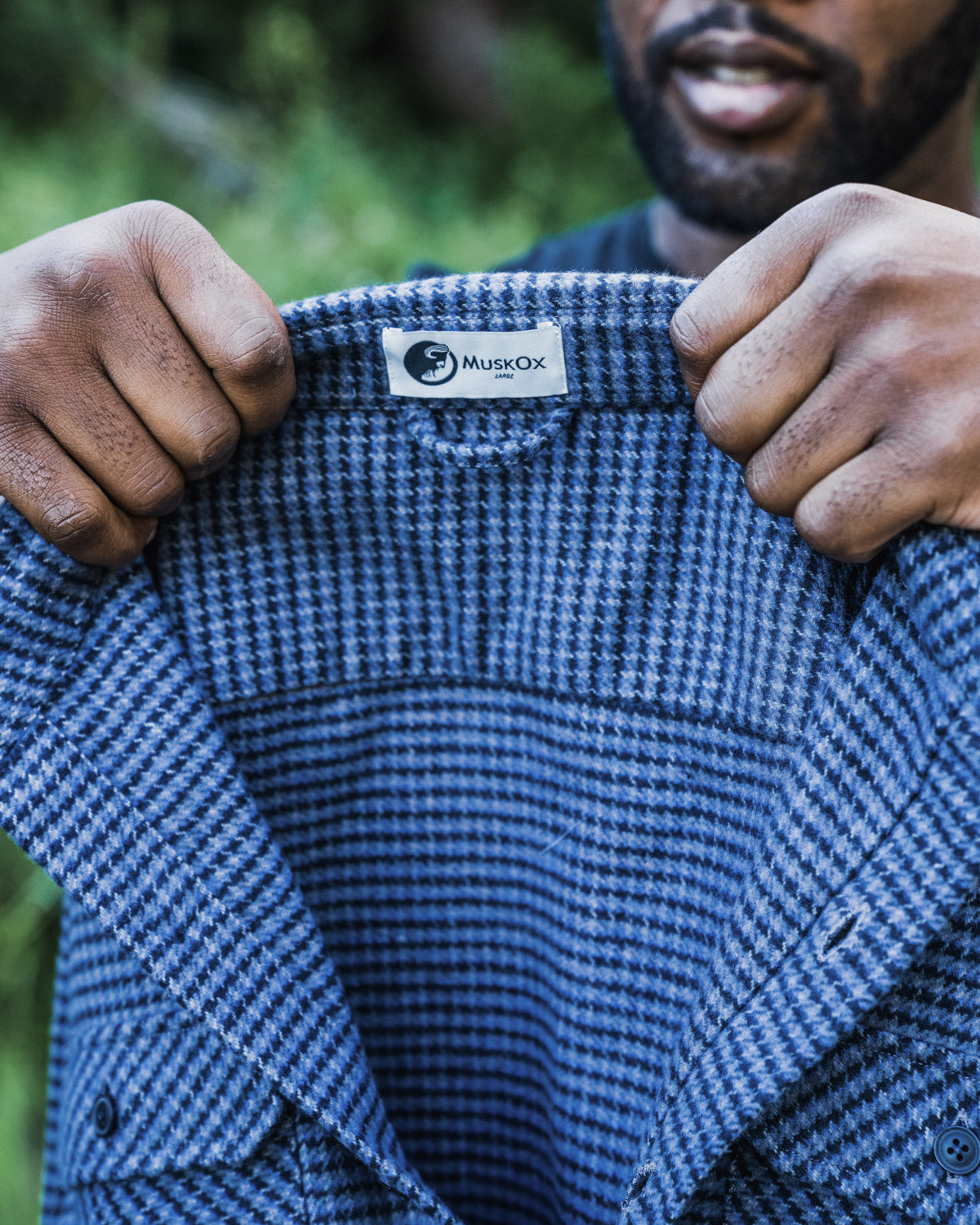 Grand Flannel Dark Blue Mini Check Heavyweight Cotton Shirt