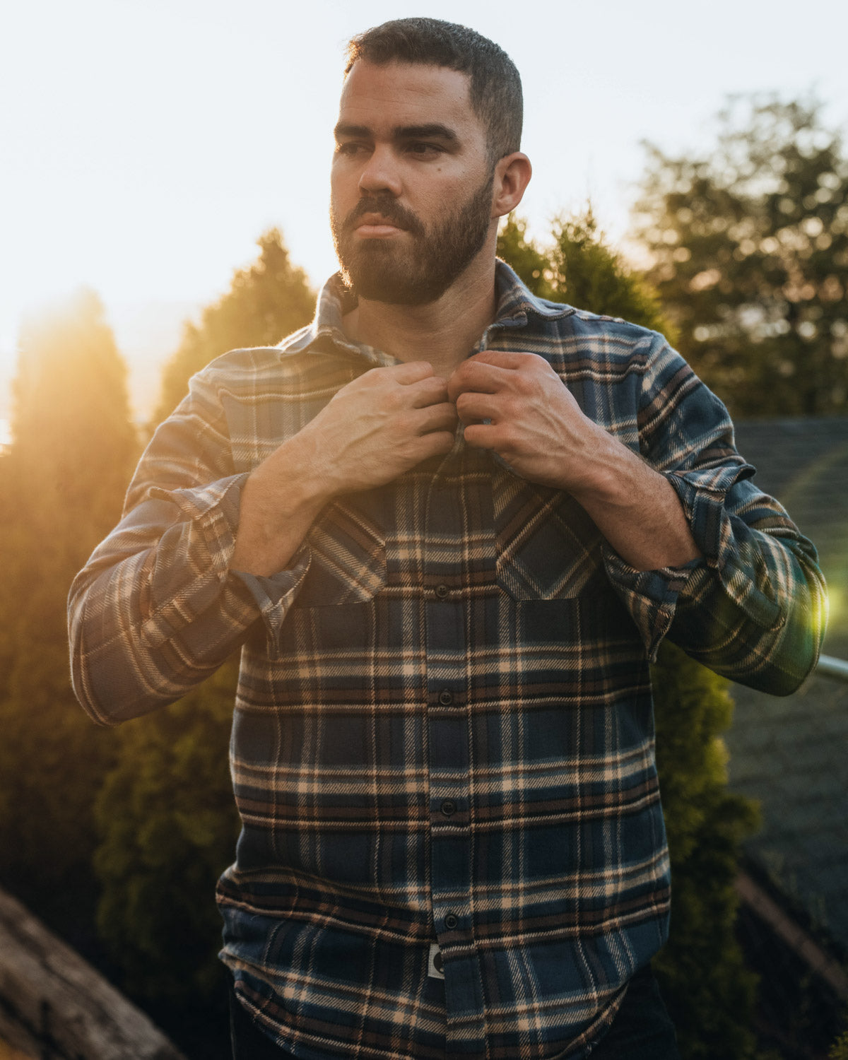 Field Grand Flannel Shirt Heavyweight Pecan Plaid for Men