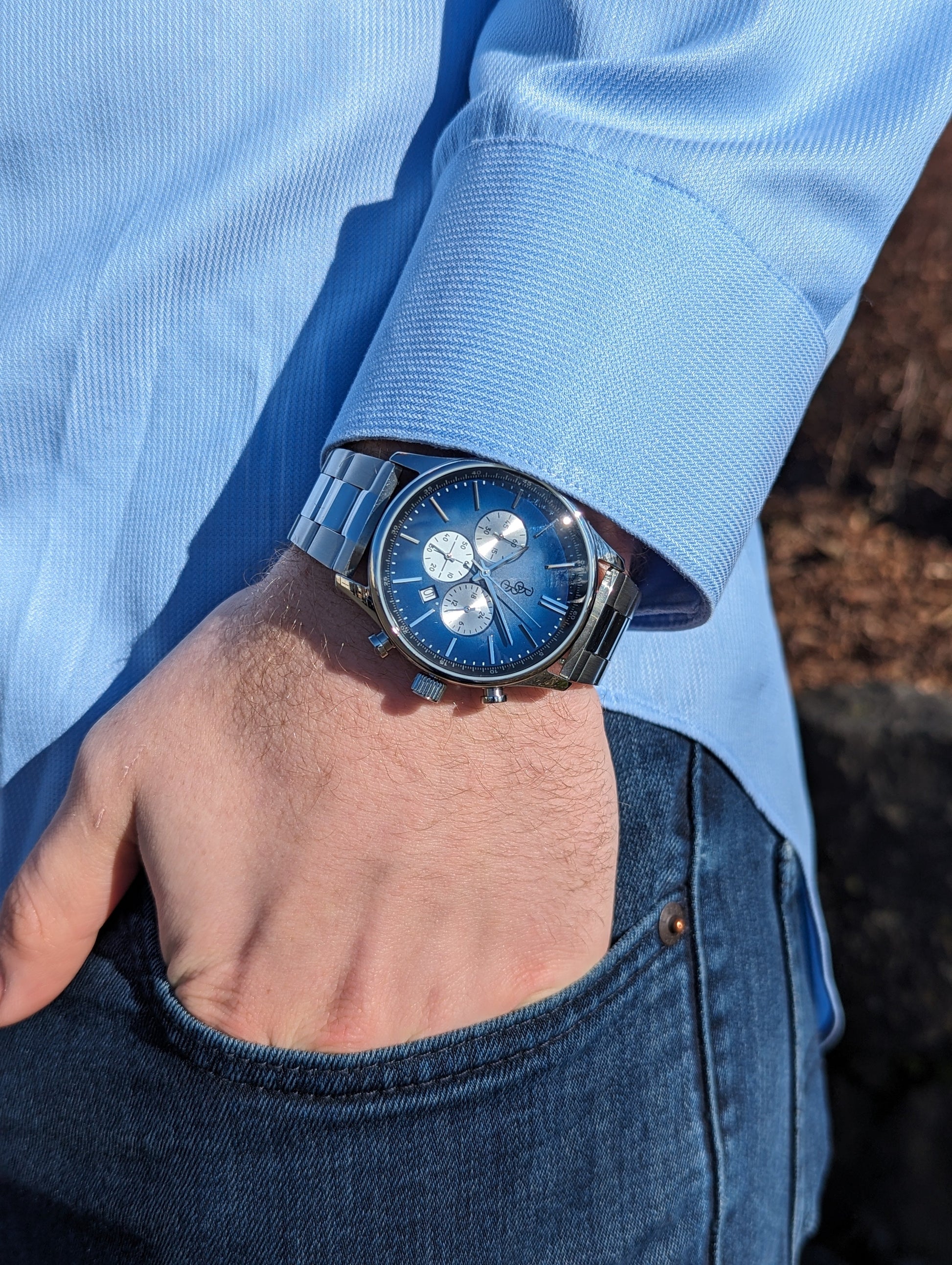Blue Retro Chronograph by The Beyond Boring Watch Company