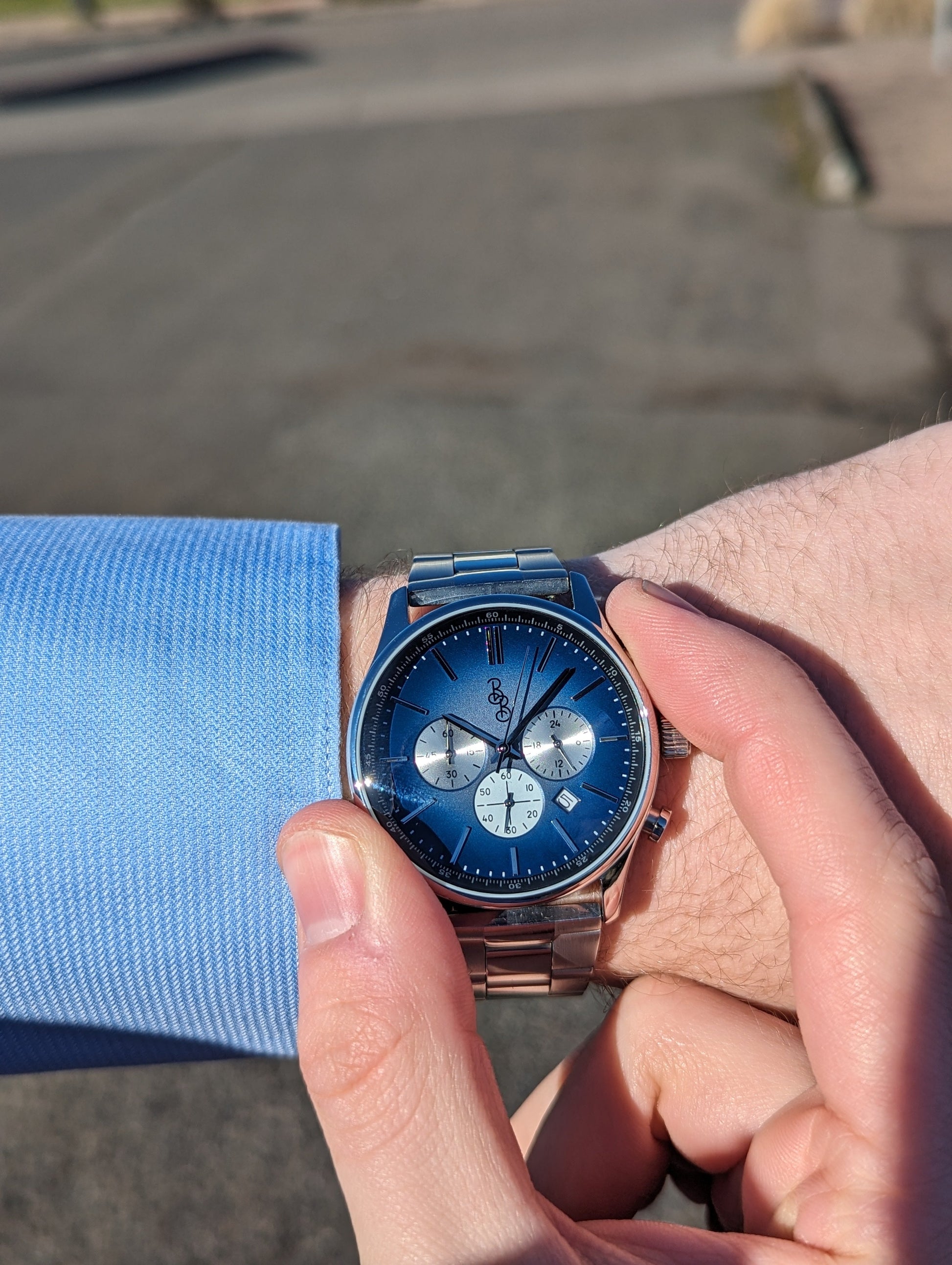 Blue Retro Chronograph by The Beyond Boring Watch Company