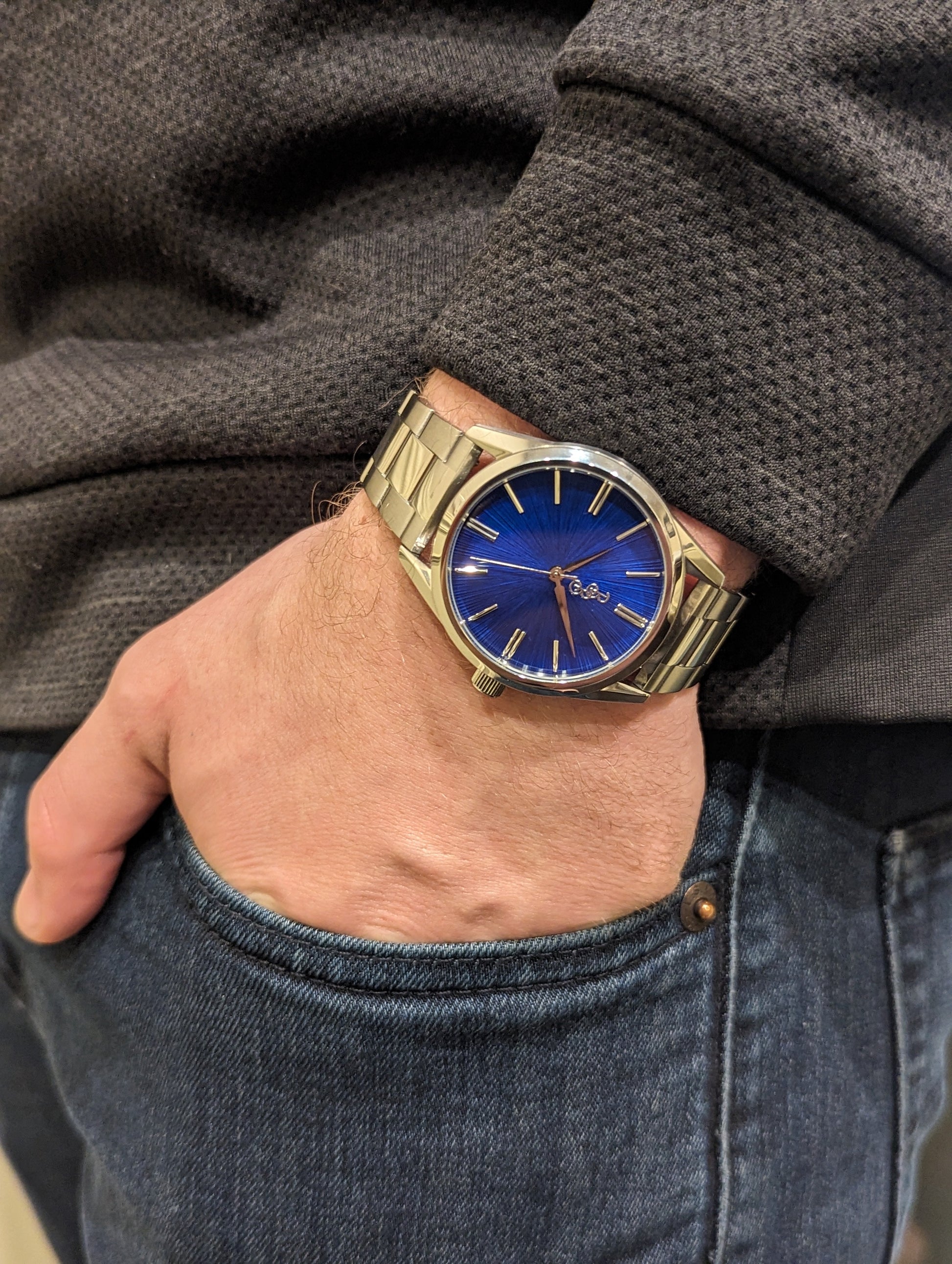 Blue Sunburst Watch by The Beyond Boring Watch Company