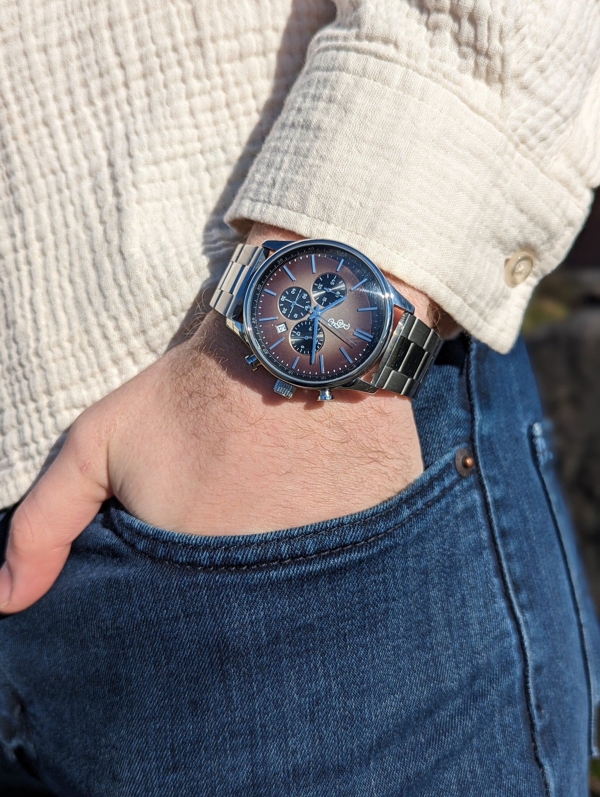Brown Retro Chronograph by The Beyond Boring Watch Company