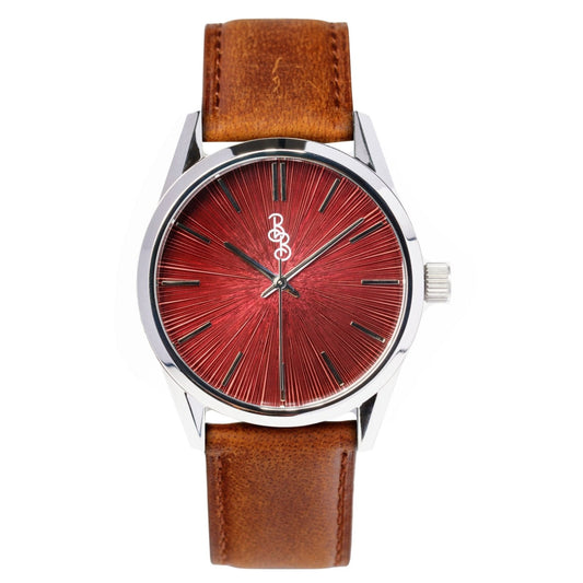 Burgundy Sunburst Watch by The Beyond Boring Watch Company