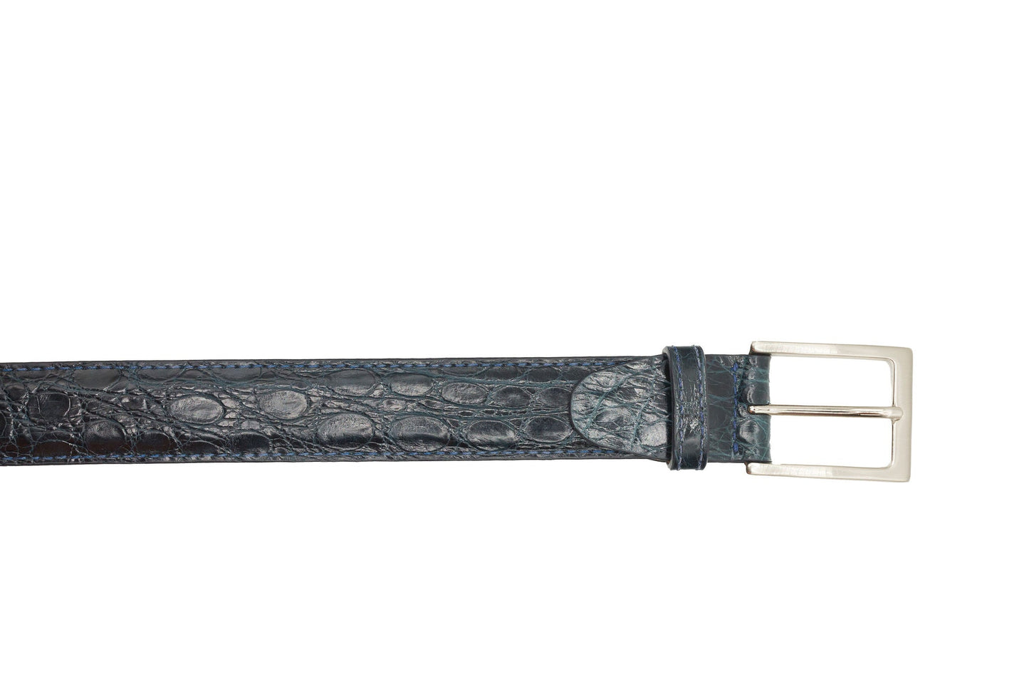 Premium Crocodile Navy Belt 35mm Suede Italian Calfskin