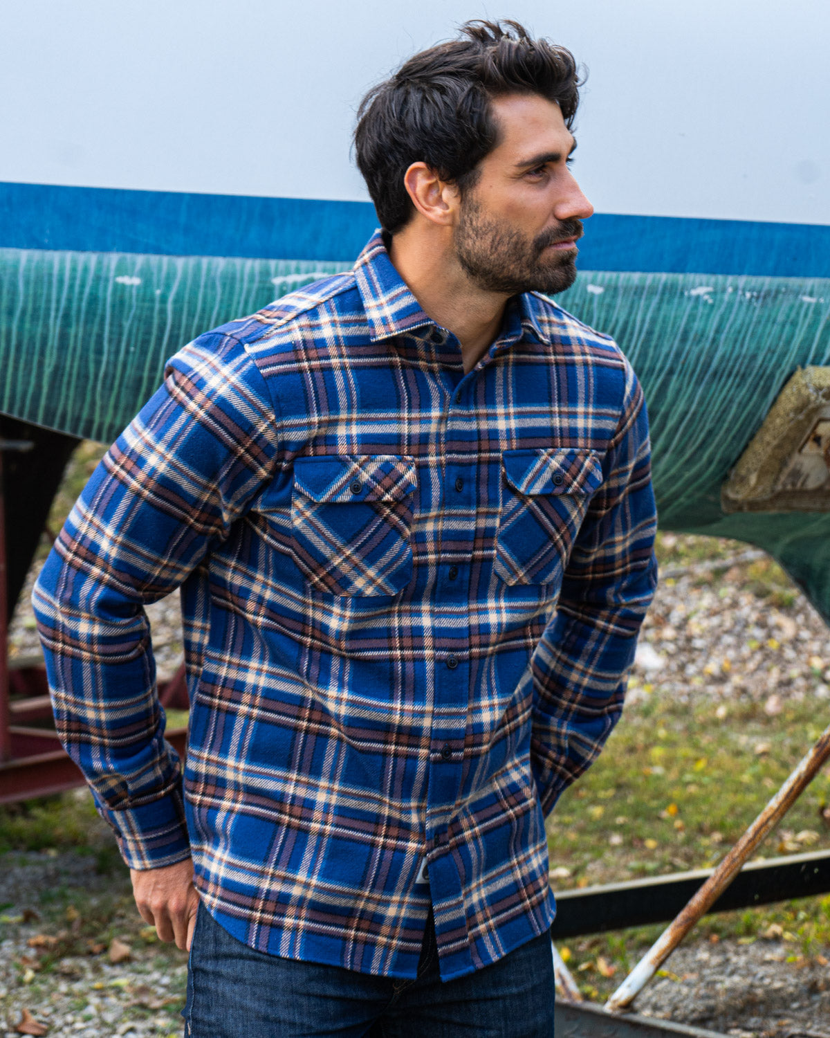 Field Grand Flannel Shirt Heavyweight Pecan Plaid for Men