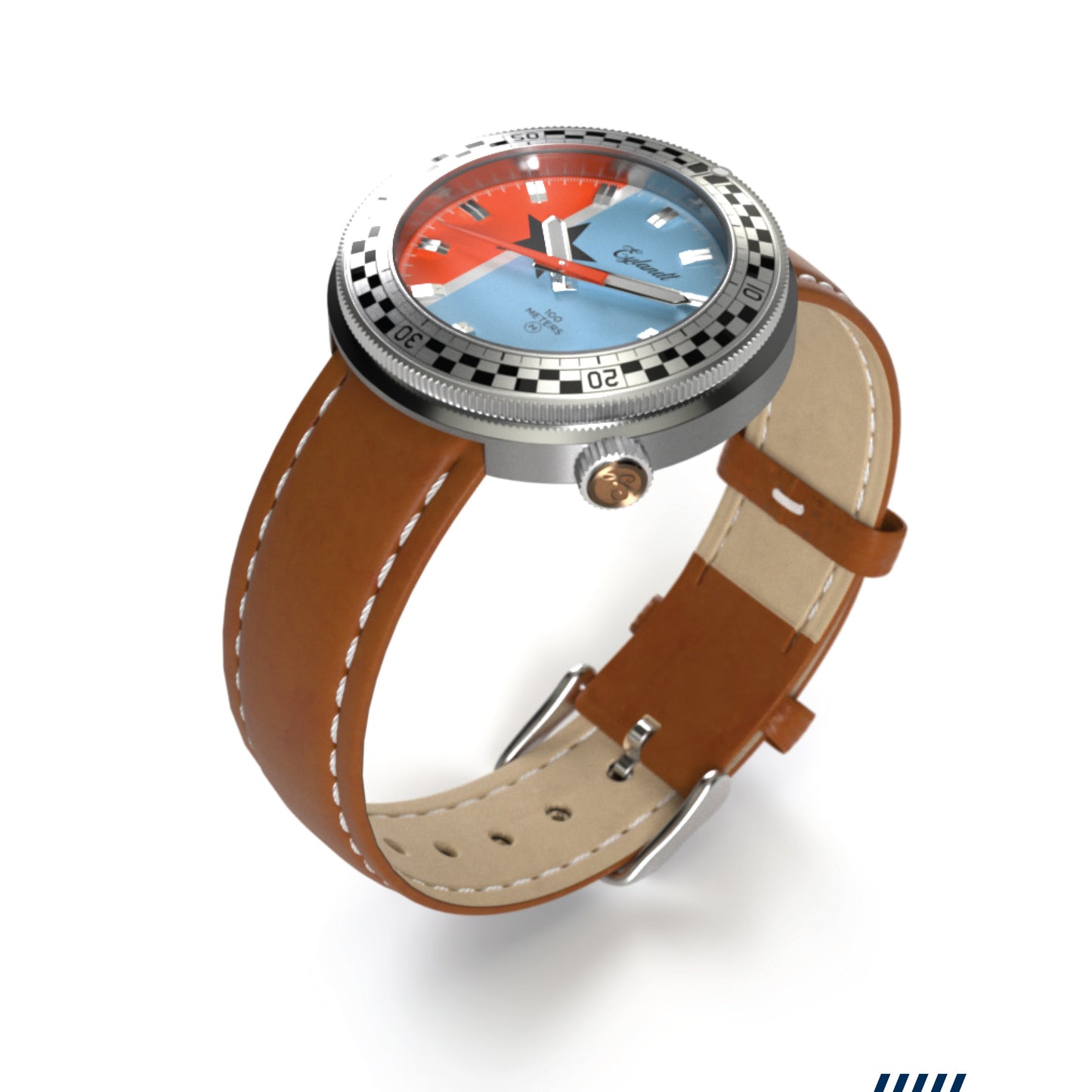 The Snelway Unisex Watch With Blue Dial And Checkered Bezel