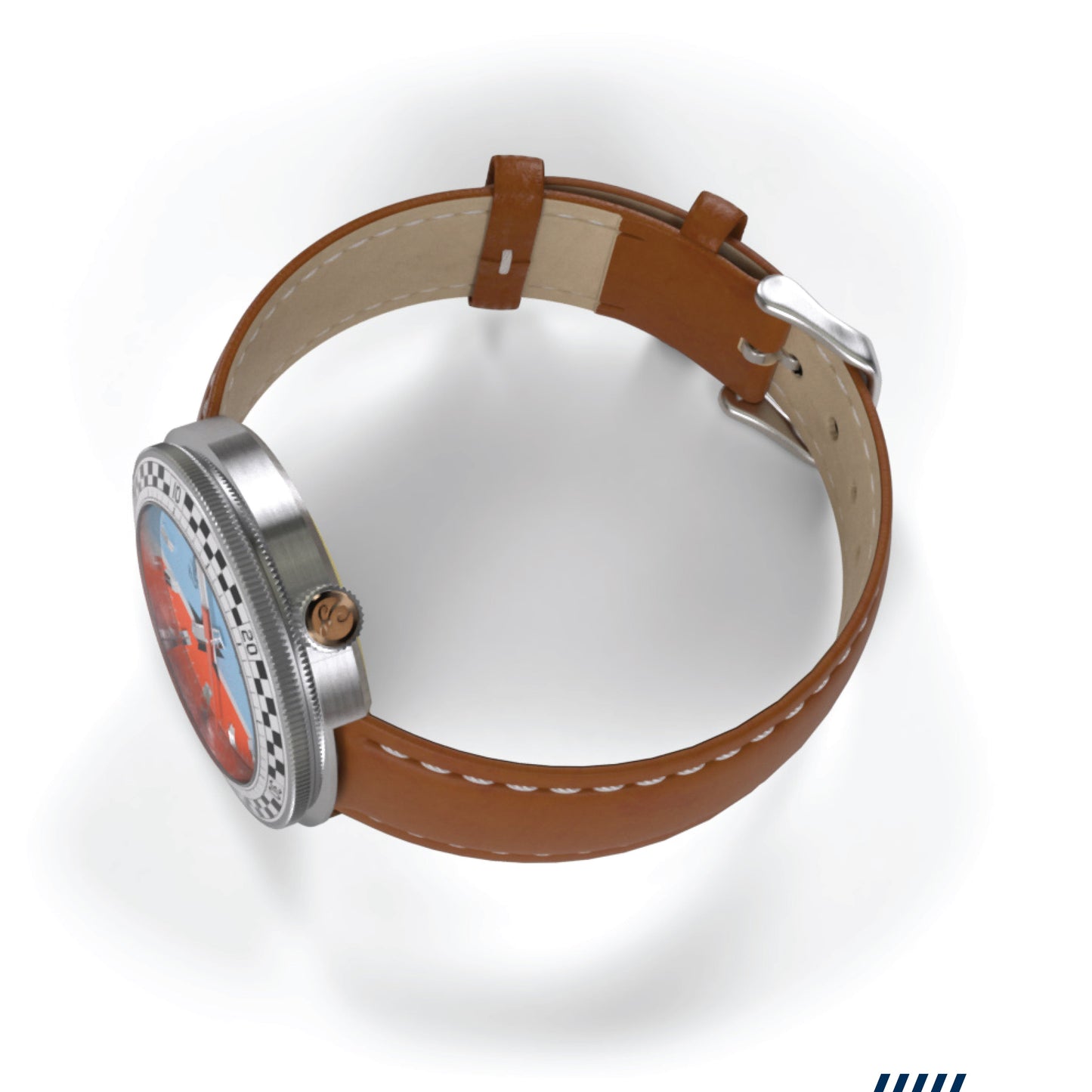 The Snelway Unisex Watch With Blue Dial And Checkered Bezel