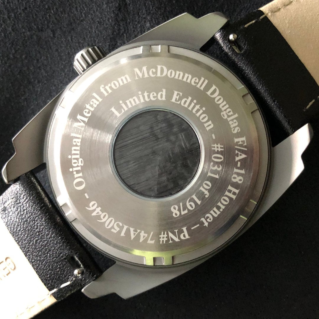 F-18 Hornet Tribute - Gun Metal Finish, Gray Dial, Black Leather Band by Bristol Aviator Watches