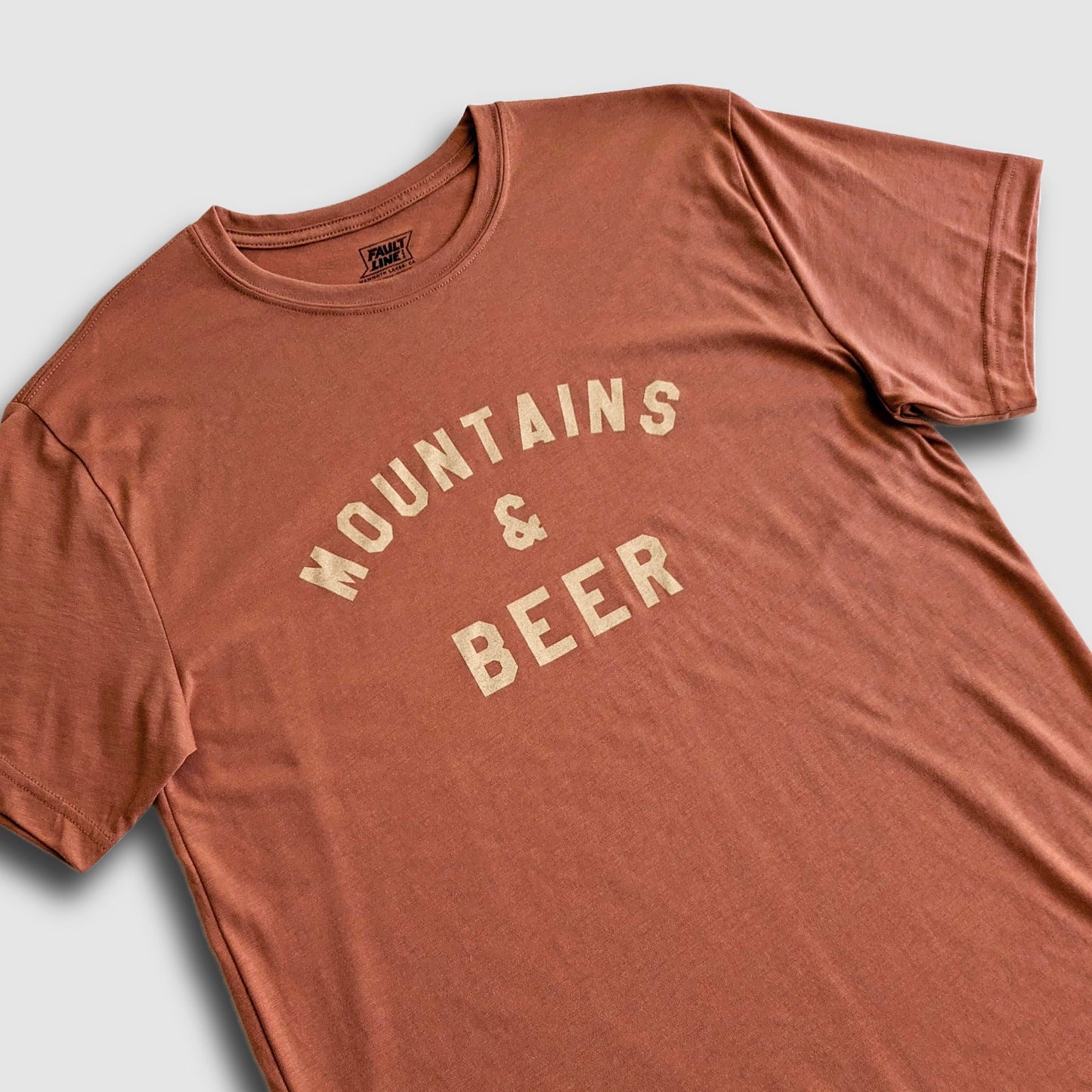 Mountains And Beer Eco Friendly Sustainable Tee Rust