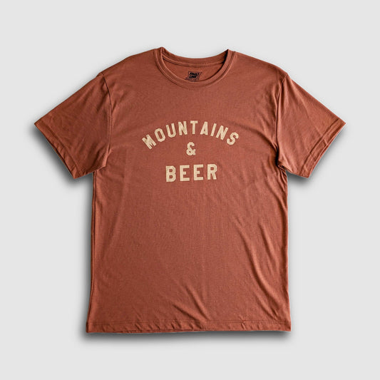 Mountains And Beer Eco Friendly Sustainable Tee Rust