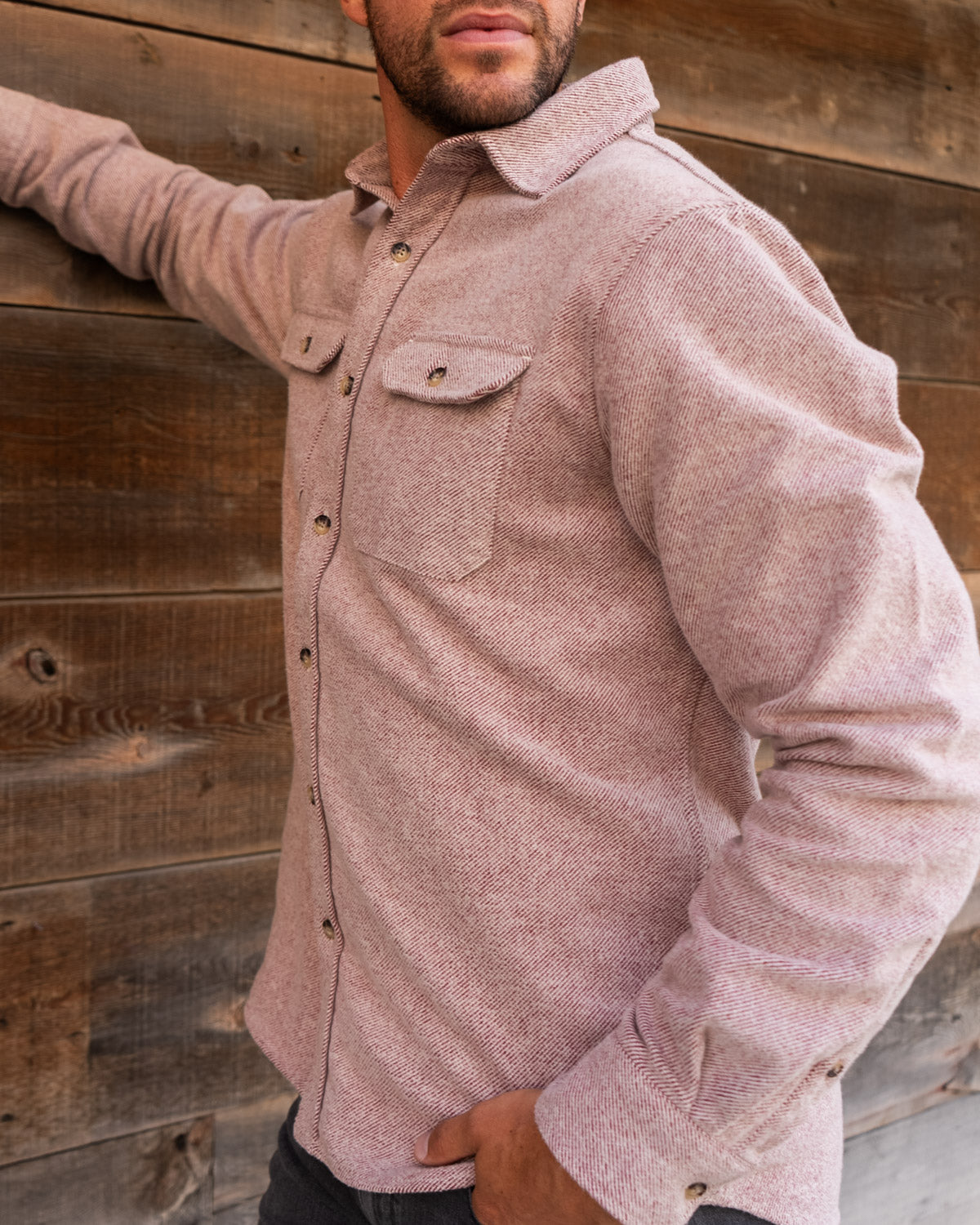 Grand Flannel Maroon Heavyweight Cotton Shirt Outdoors