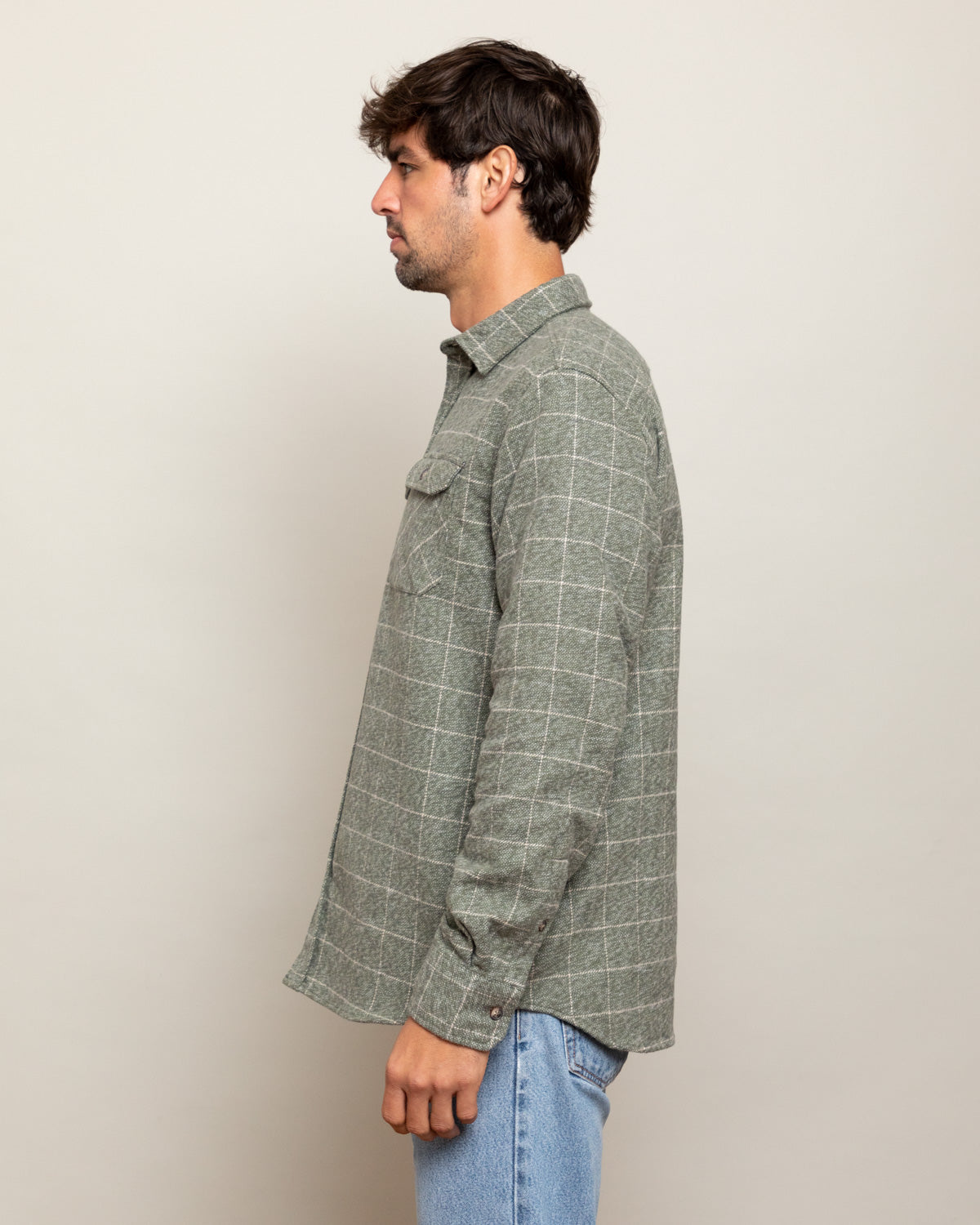 Grand Flannel Moss Green Heavyweight Cotton Shirt Classic