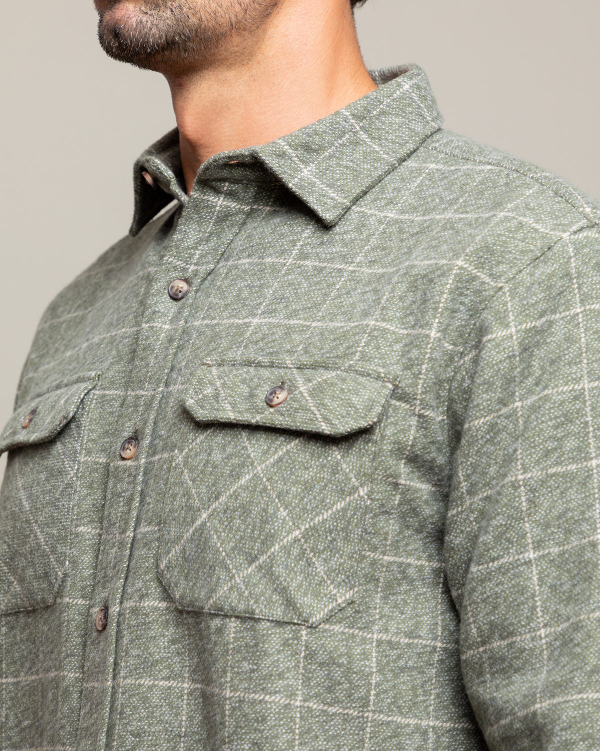 Grand Flannel Moss Green Heavyweight Cotton Shirt Classic