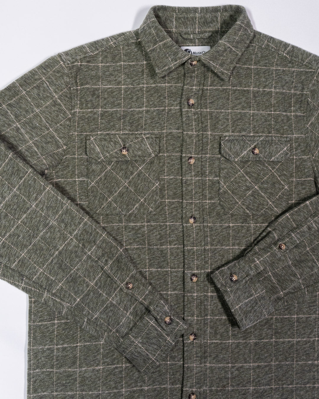 Grand Flannel Moss Green Heavyweight Cotton Shirt Classic