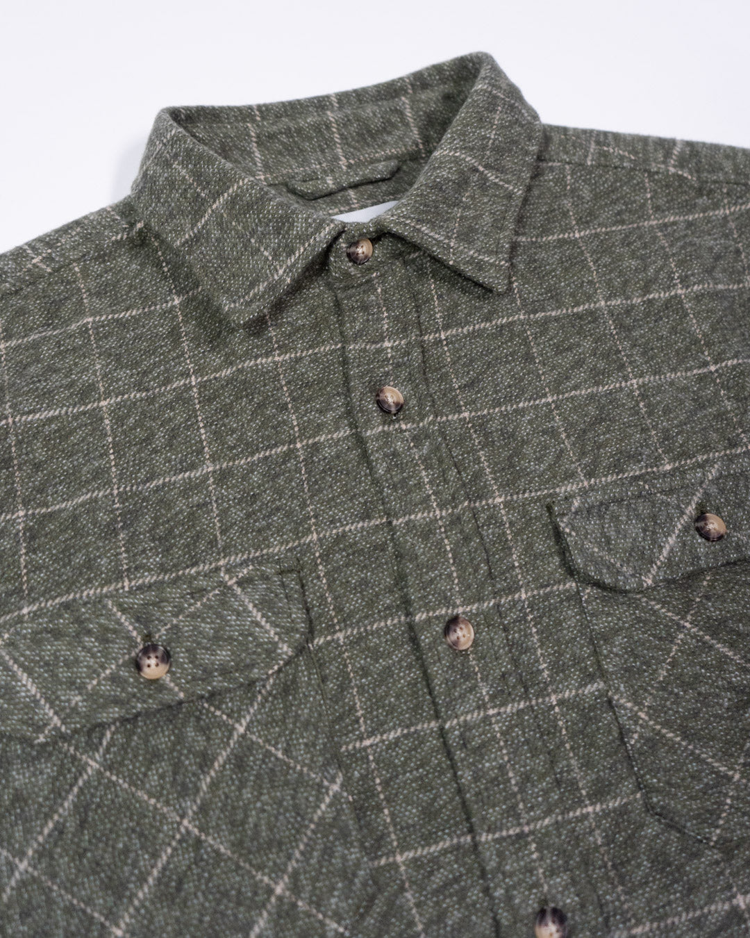 Grand Flannel Moss Green Heavyweight Cotton Shirt Classic