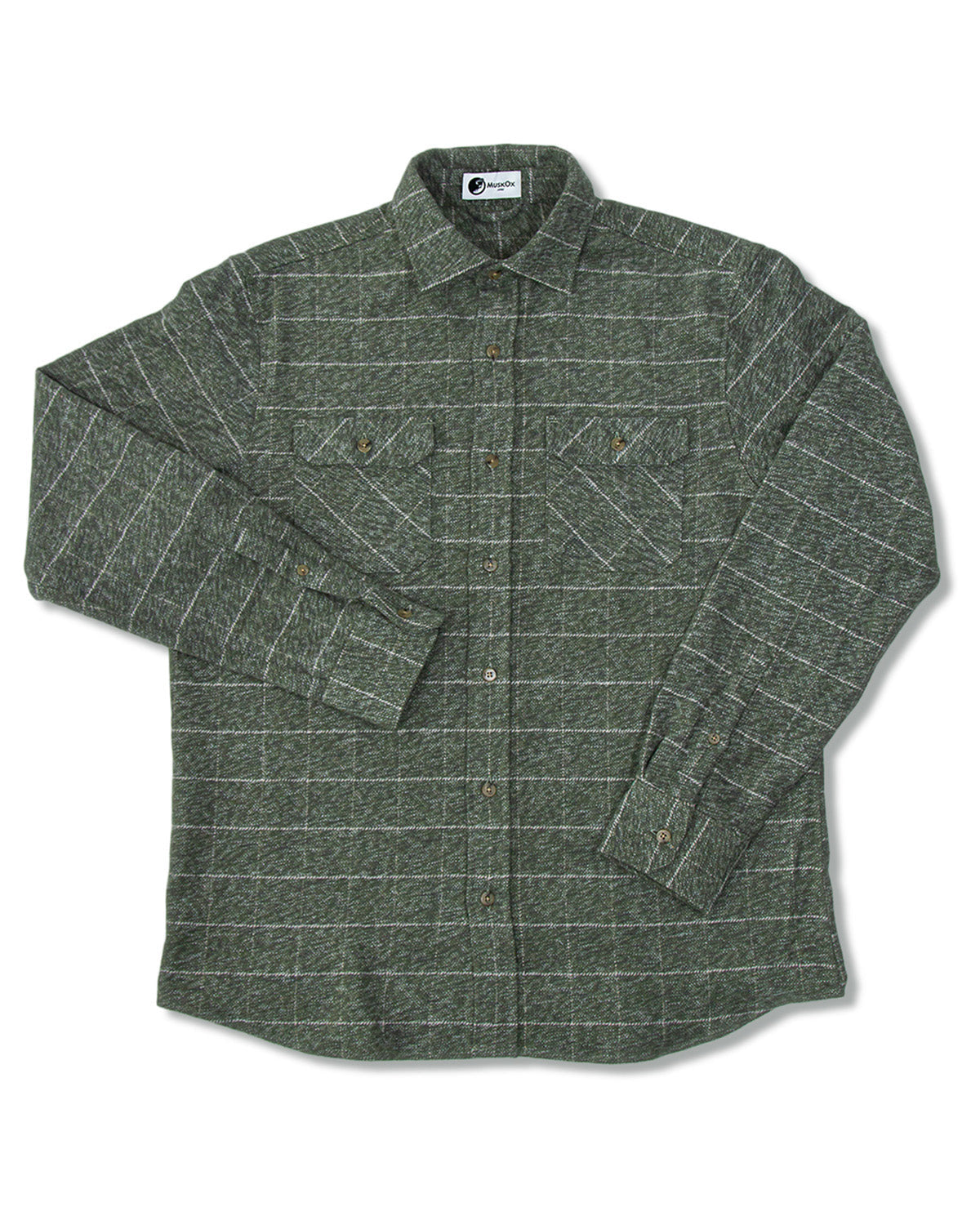 Grand Flannel Moss Green Heavyweight Cotton Shirt Classic