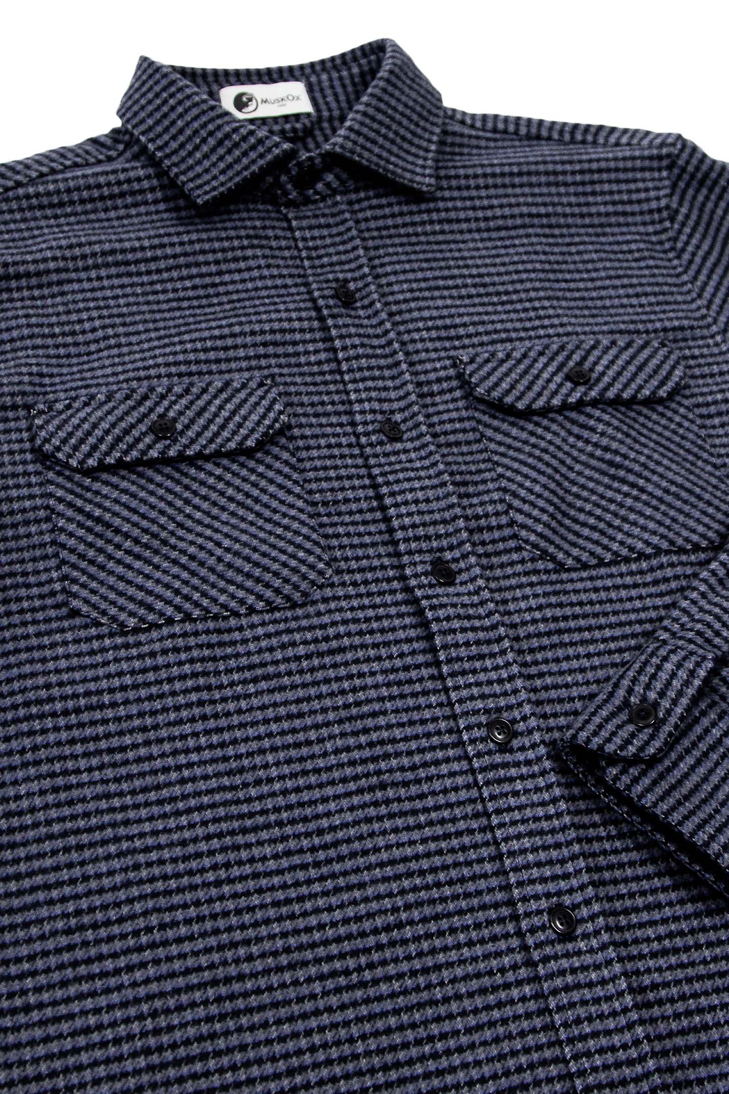 Grand Flannel Dark Blue Mini Check Heavyweight Cotton Shirt