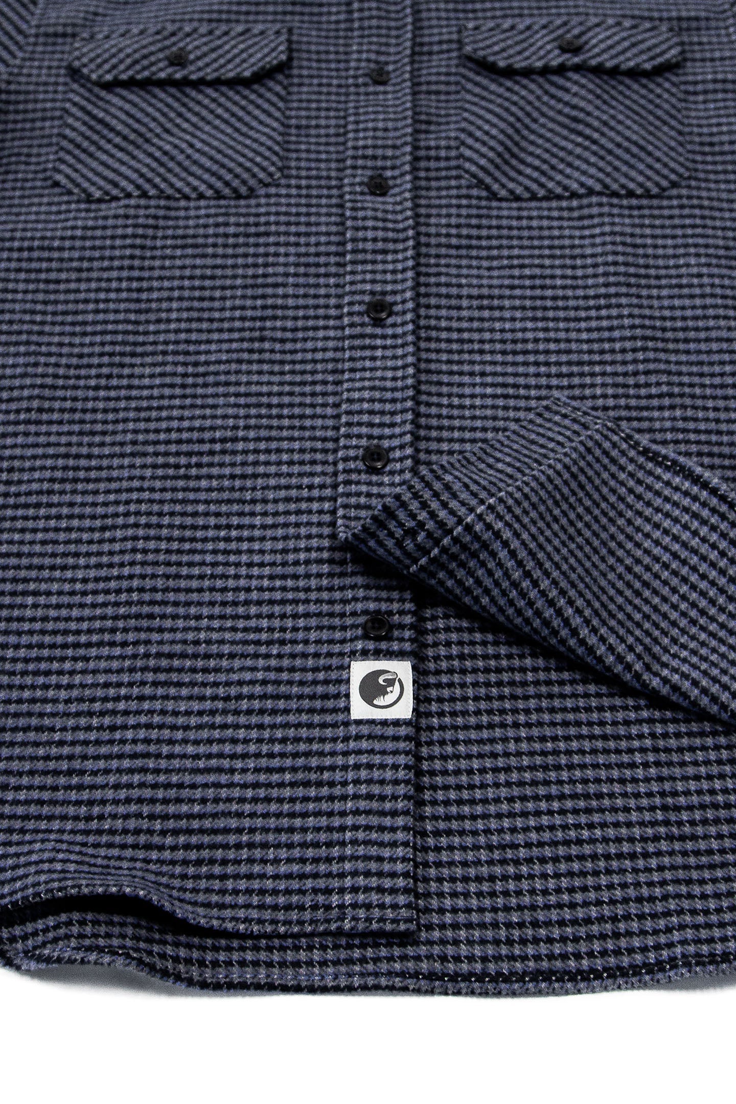 Grand Flannel Dark Blue Mini Check Heavyweight Cotton Shirt