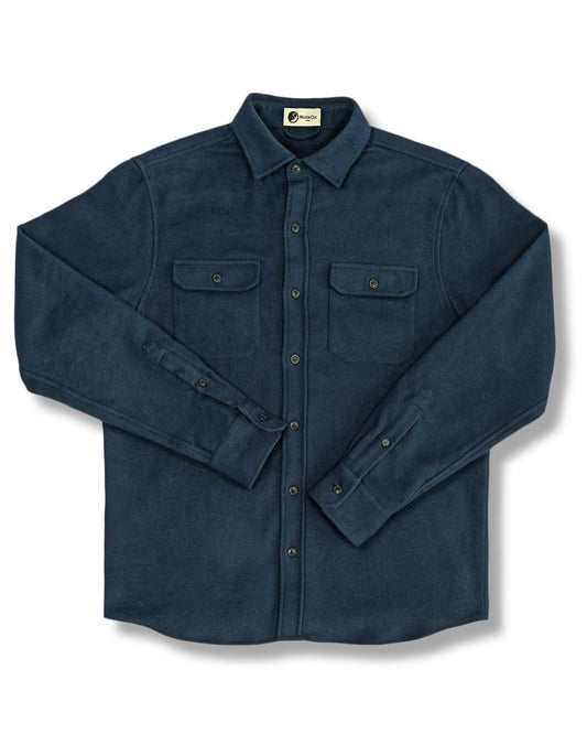 Grand Flannel Navy Cotton Shirt Heavyweight 8oz Comfort