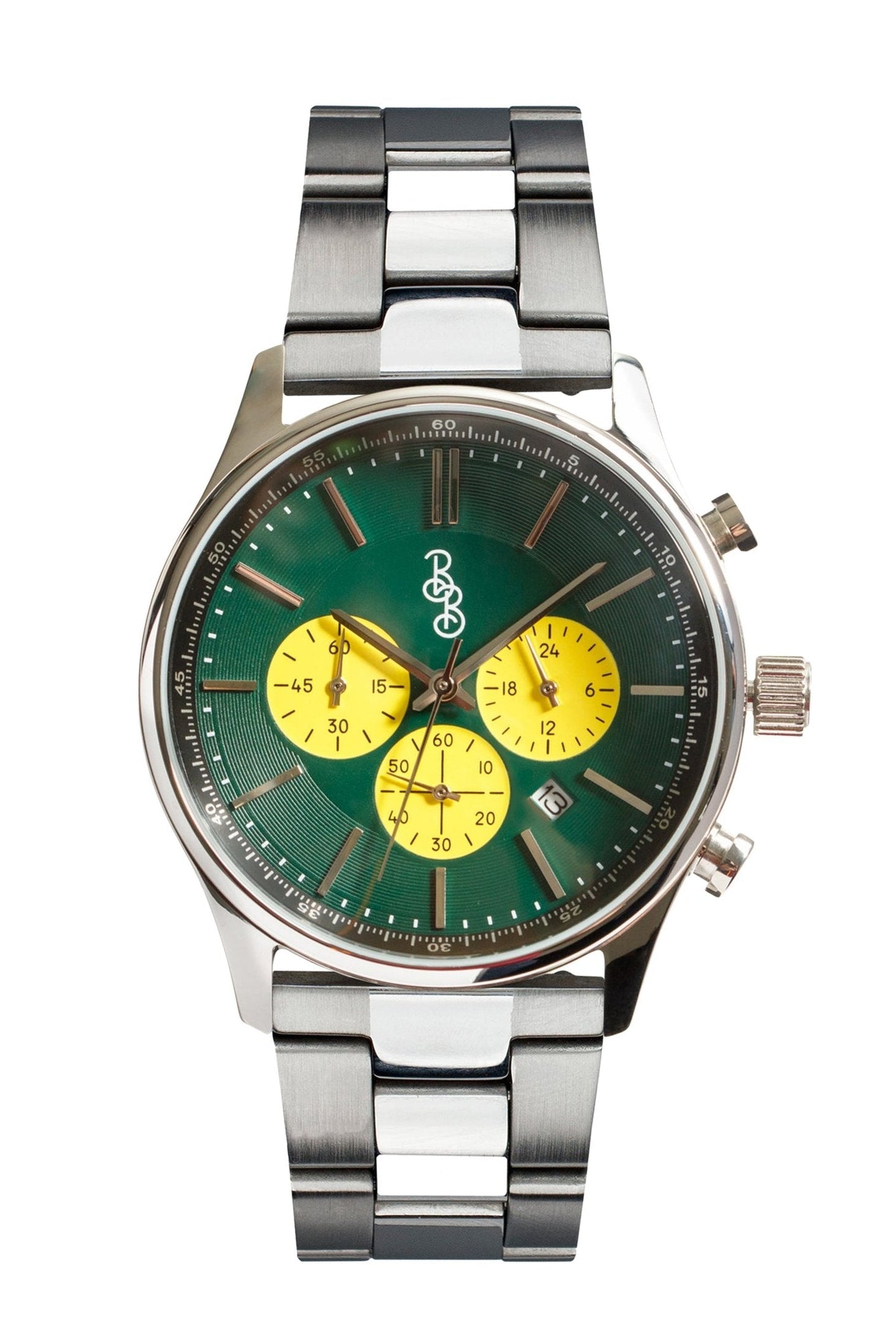 Green and Yellow Chronograph. The Beyond Boring Watch Co.