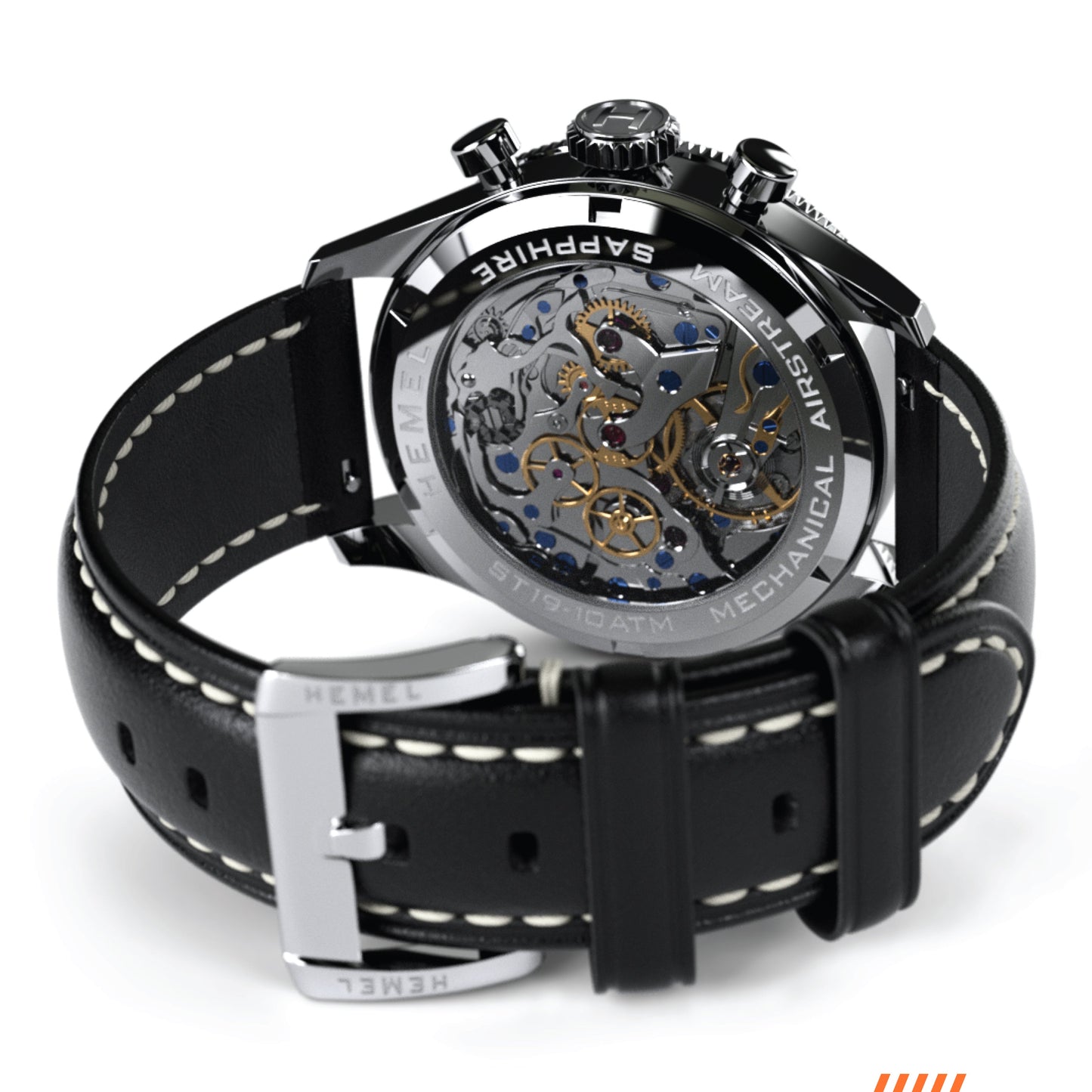 Hemel Airstream Chronograph Tachymeter Black Leather Strap
