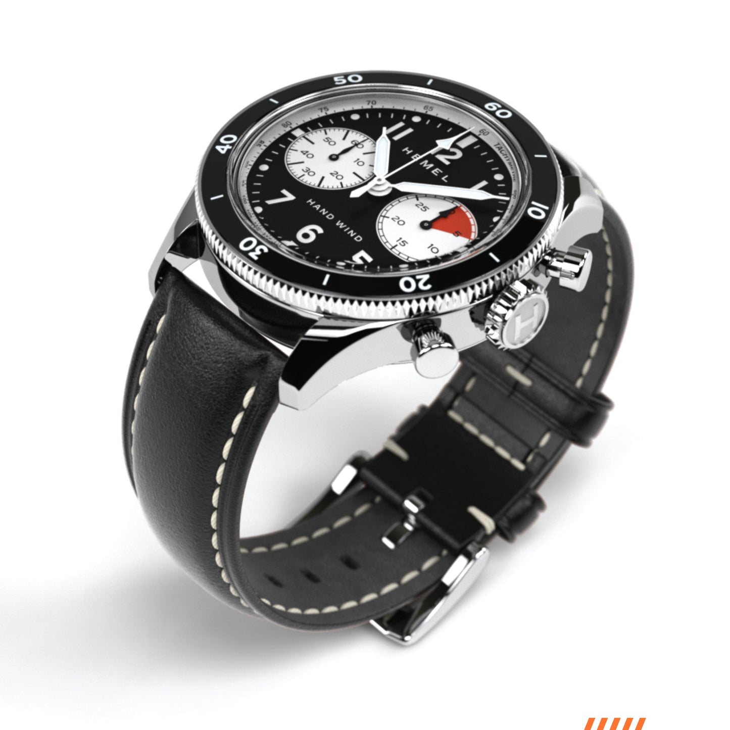 Hemel Airstream Chronograph Tachymeter Black Leather Strap