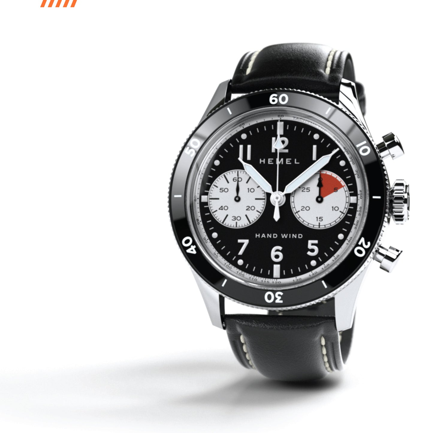 Hemel Airstream Chronograph Tachymeter Black Leather Strap