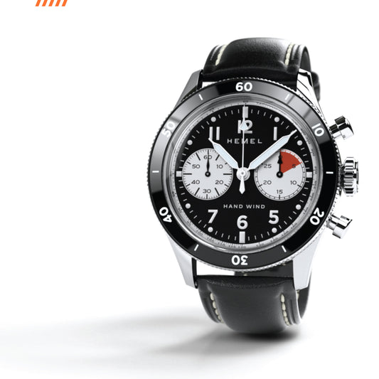 Hemel Airstream Chronograph Tachymeter Black Leather Strap