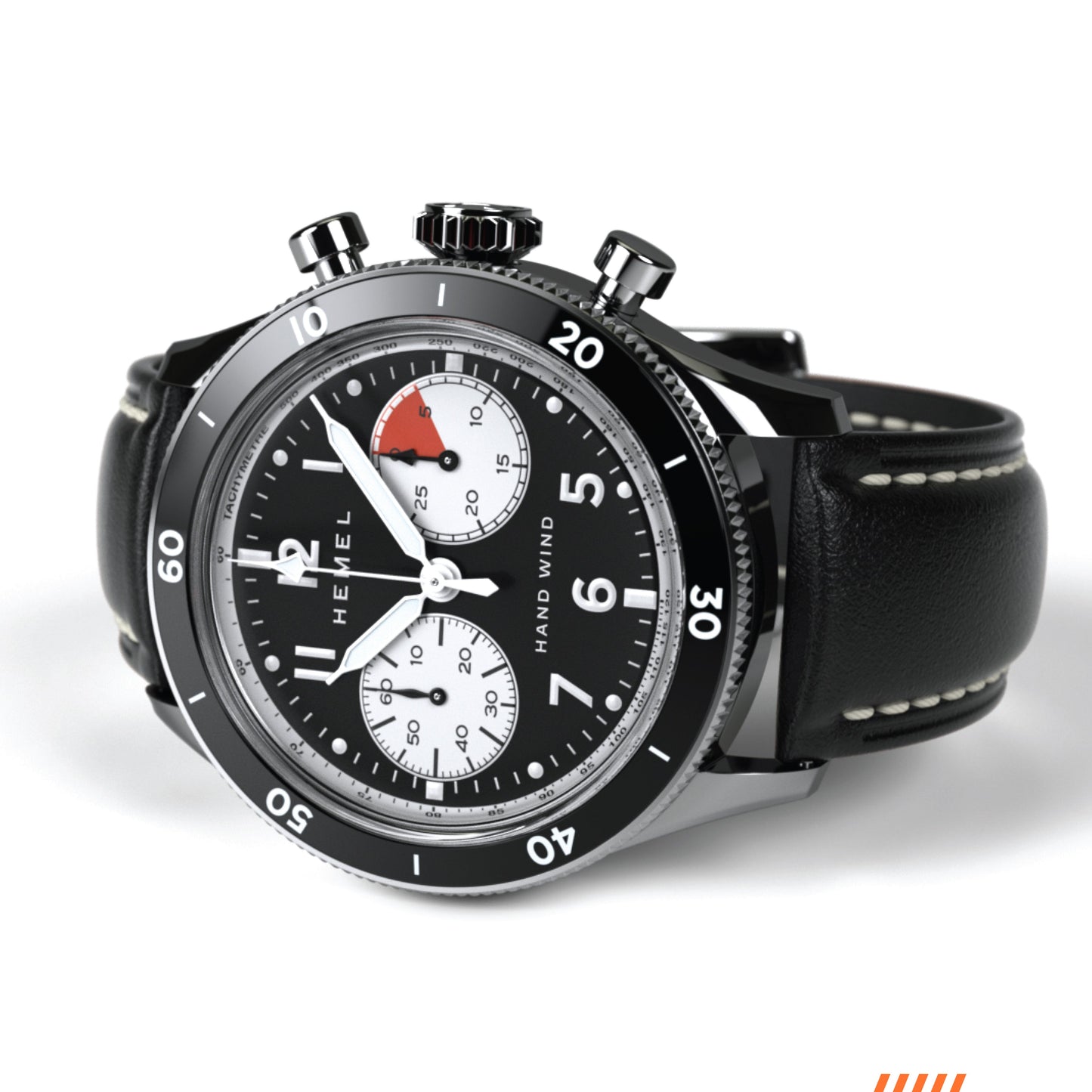 Hemel Airstream Chronograph Tachymeter Black Leather Strap