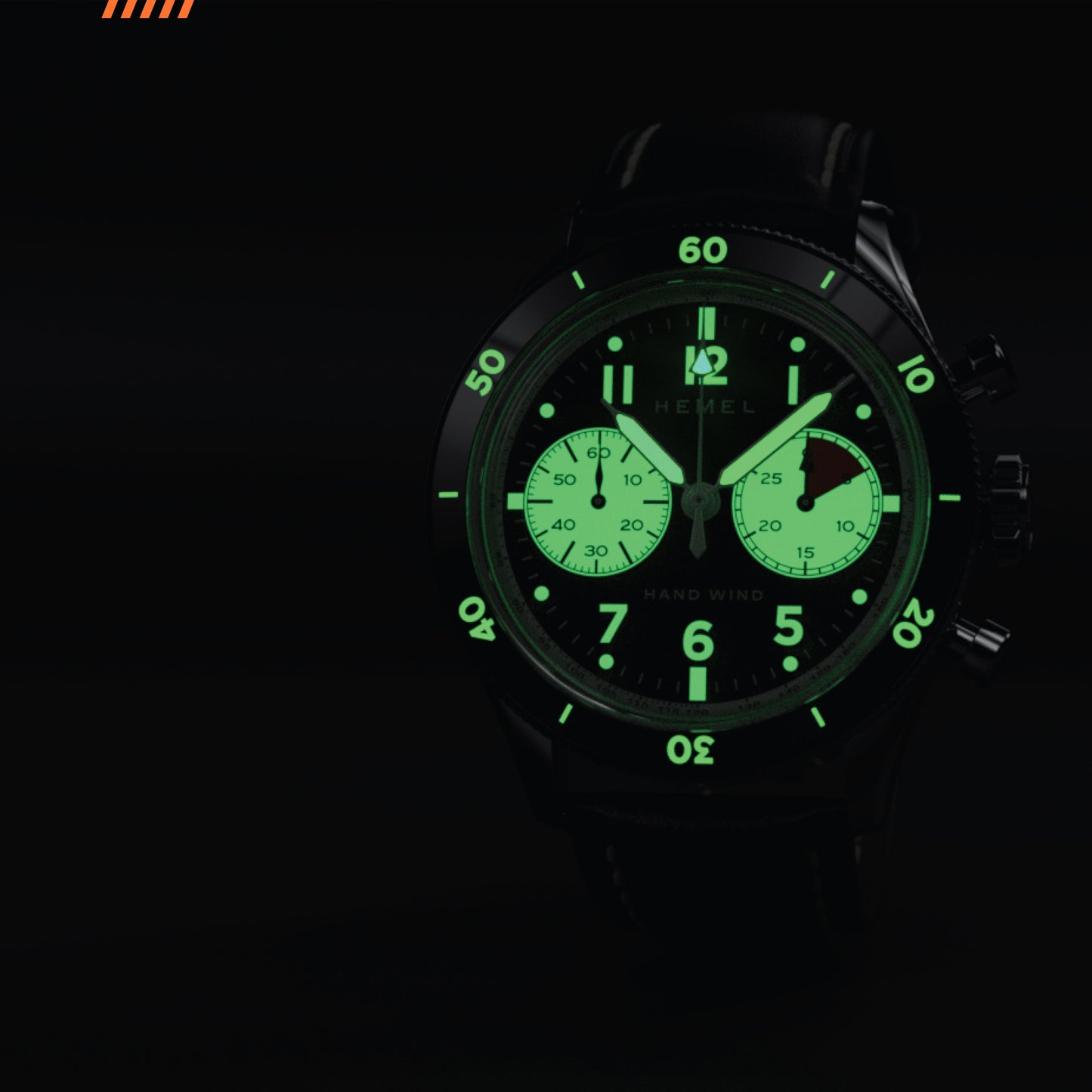 Hemel Airstream Chronograph Tachymeter Black Leather Strap