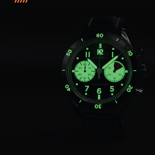 Hemel Airstream Chronograph Tachymeter Black Leather Strap