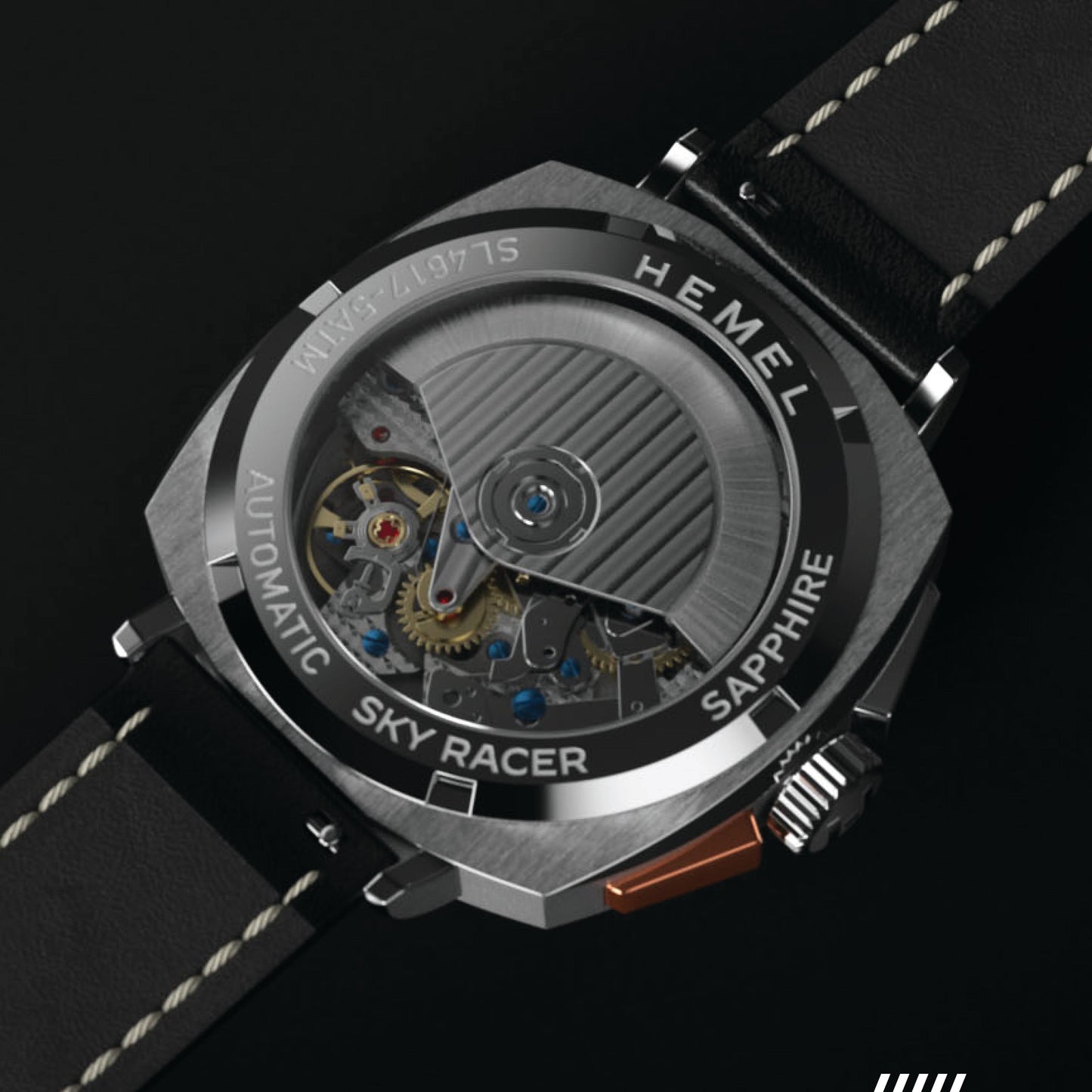 Sky Racer Automatic Watch Panda Dial Cushion Case Timepiece