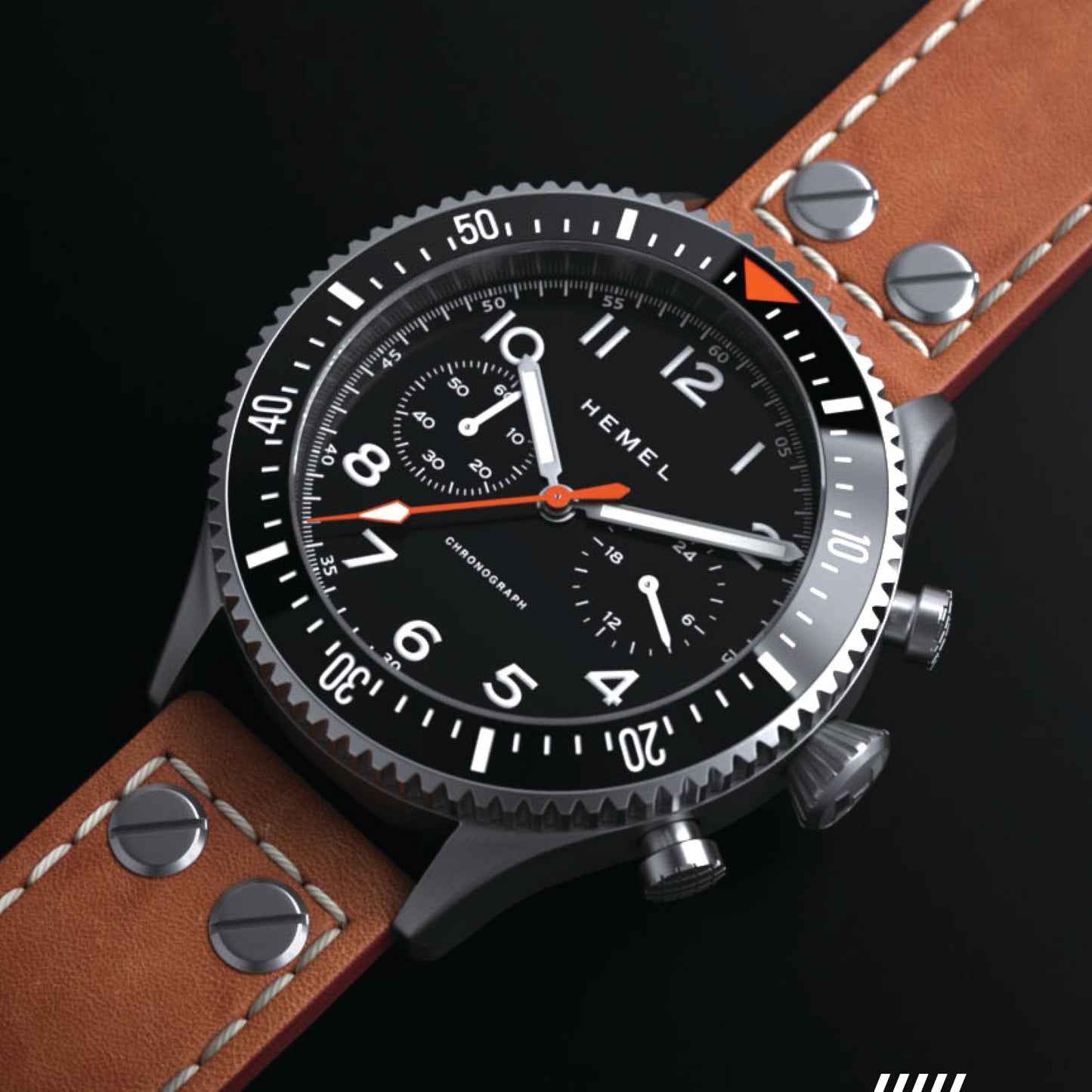 Hemel HFT20 VK64 Hybrid MechaQuartz Black Dial Watch