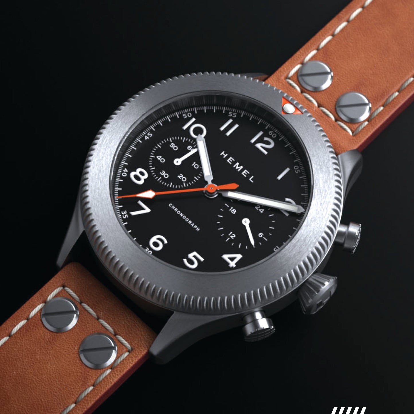 Hemel HFT20 VK64 Hybrid MechaQuartz Black Dial Watch