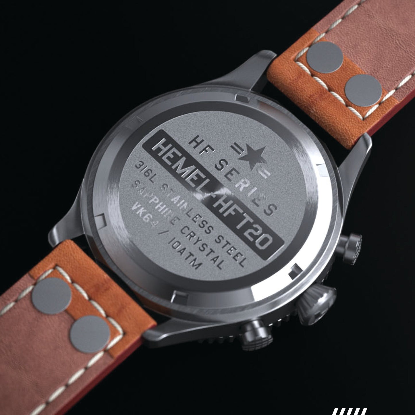 Hemel HFT20 VK64 Hybrid MechaQuartz Black Dial Watch