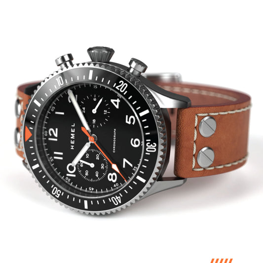 Hemel HFT20 VK64 Hybrid MechaQuartz Black Dial Watch