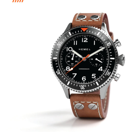 Hemel HFT20 VK64 Hybrid MechaQuartz Black Dial Watch