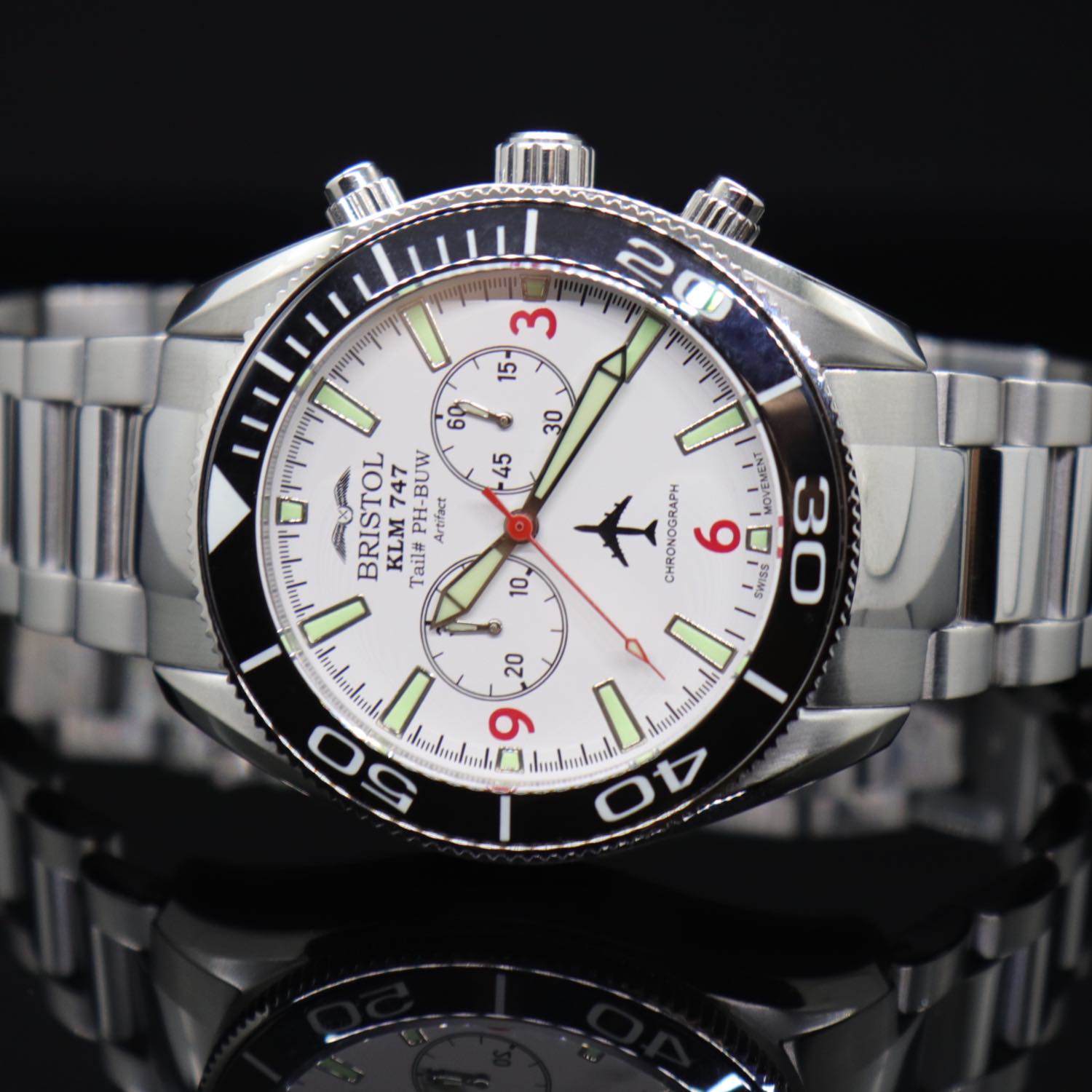 747 Tribute - Stainless Steel, White Dial by Bristol Aviator Watches