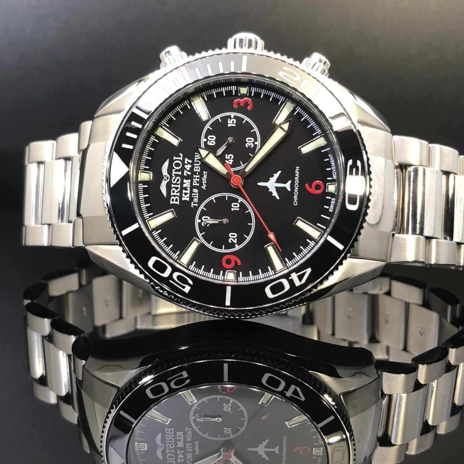 747 Tribute - Stainless Steel, Black Dial by Bristol Aviator Watches