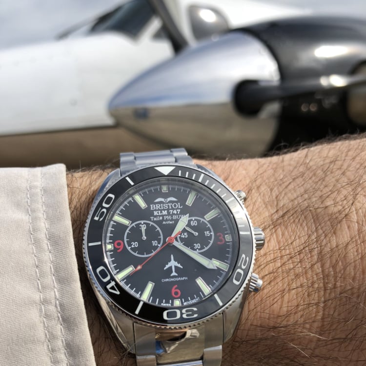 747 Tribute - Stainless Steel, Black Dial by Bristol Aviator Watches