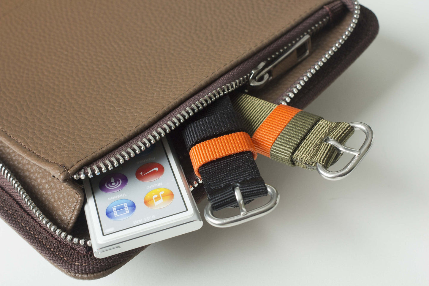 Travel Folio Vegan Leather Cognac Watch Case Holds Three