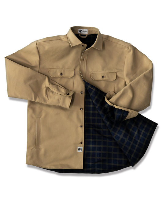 Lined Yukon Flannel Shirt Jacket Tan Heavyweight Cotton